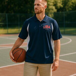 Nike Team USA Polo Shirt XXL Navy Dri-Fit Performance Golf Activewear